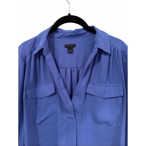 Ann Taylor Blue Camp Blouse- Size M - Picture 2 of 5